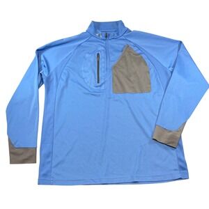 Under Armour Mens LG 1/4 Zip Pullover Blue Athletic Training Shirt Pocket